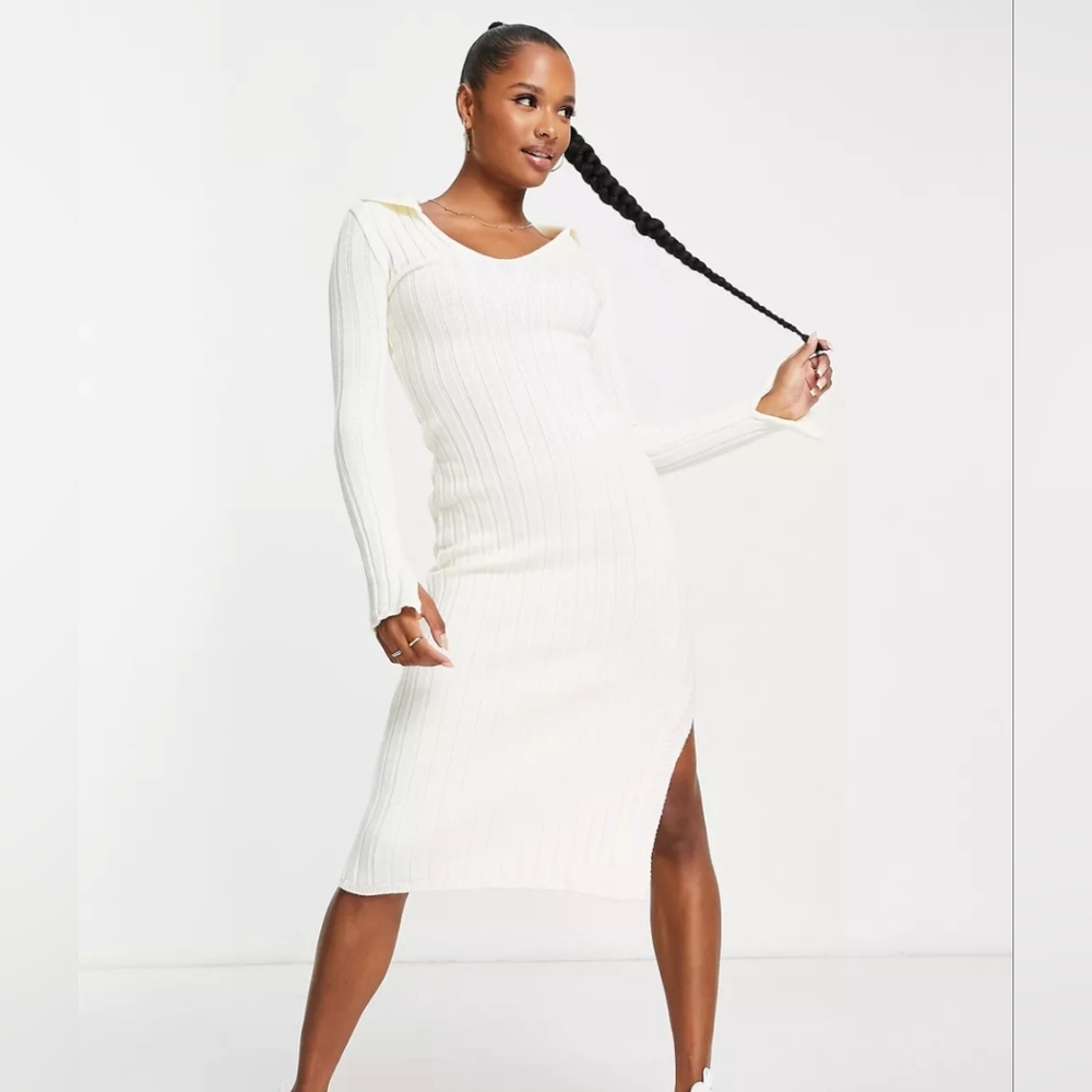 I Saw It First Petite Knit Midi Dress, ecru, size 4